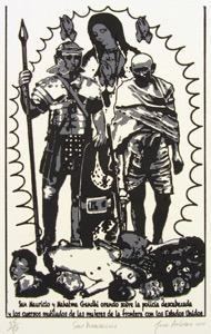 St Maurice & Mahatma Gandhi Praying11 relief print 14x9.8