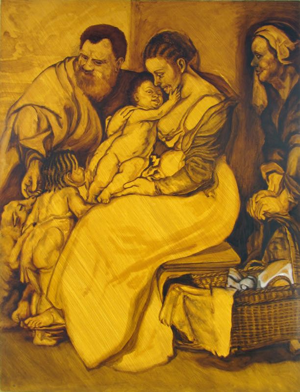 in progress Rubens' Black Holy Family - imprimatura2017op47x36