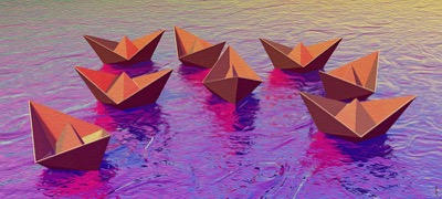 Boatscape-Pair with Ripples 13 pp 12x19