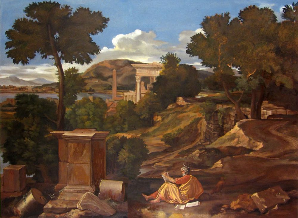 in progress-Poussin's St John on the Island of Patmos-2015