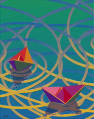 Boatscape triptych-Burgeoning#2, 13 pp 22x18.43