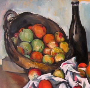 in progress - Cezanne'sBasket of Apples - detail 17 oc 26x32 
