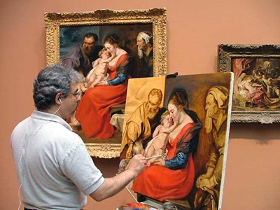 Andreu copying Rubens' Holy Familyin the Art Institute of Chicago05 op 47x36 